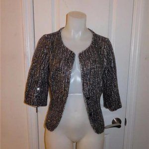 IISLI GRAY,BLACK SEQUIN CARDIGAN  SWEATER 8